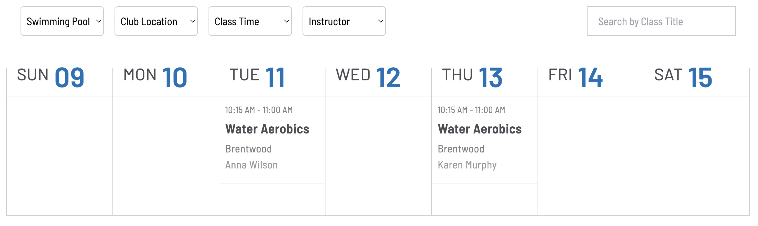 water aerobic class near me